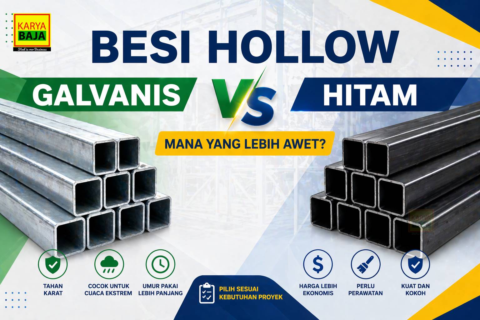 besi hollow galvanis vs hollow hitam